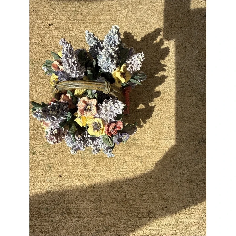 A.Elliot VTG Pansies 590A Music Box Lena Liu Basquet Bouquets Plays Oh‎ Morning